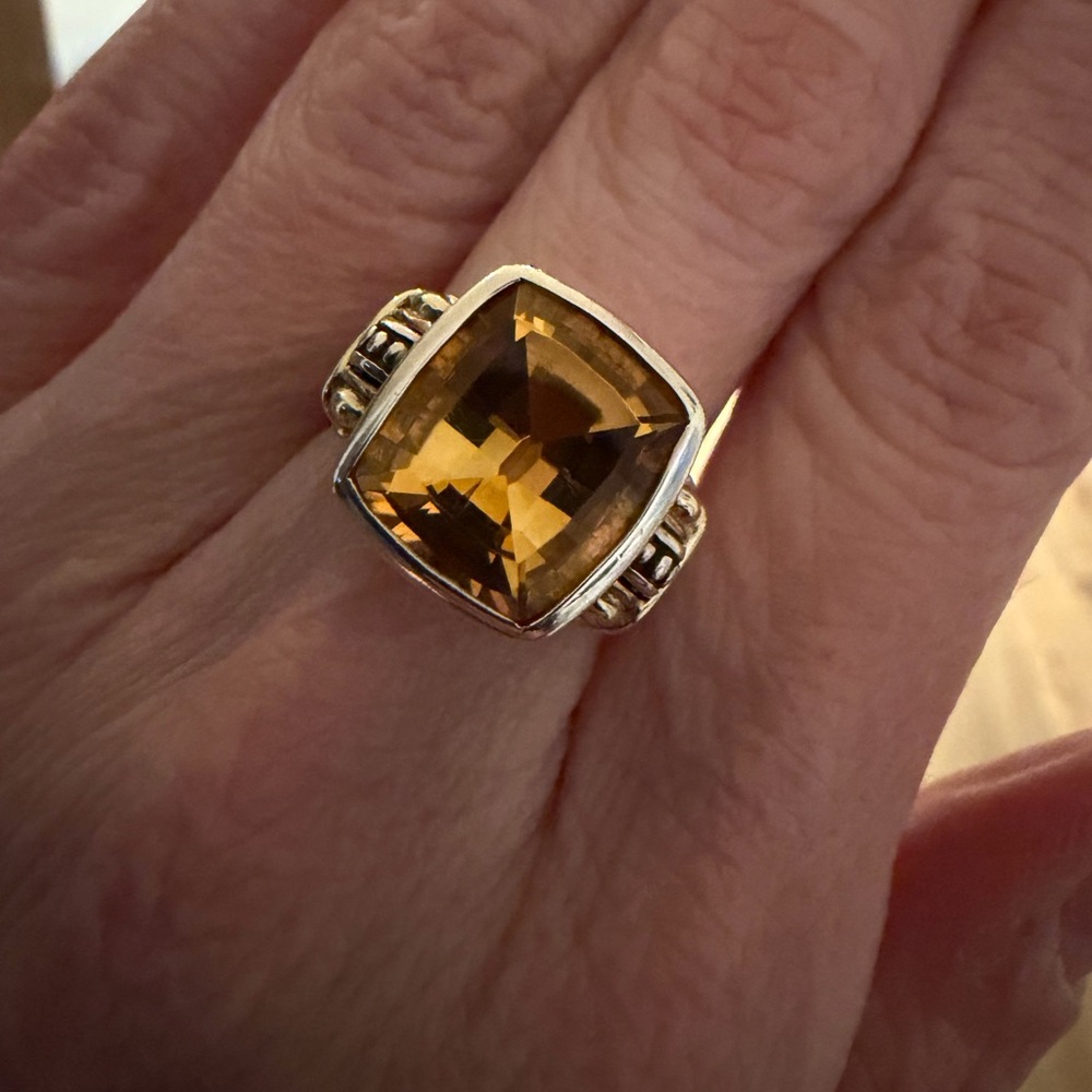 Lagos 18k gold and silver citrine ring size 5.5